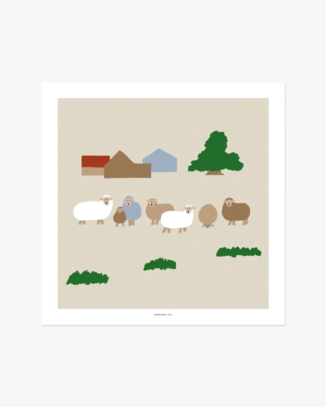 WARMGREY TAIL(ウォームグレーテール）/ SHEEP FARM POSTER500mm x 500mm (フレーム付き)【バーンストア】 (コピー)