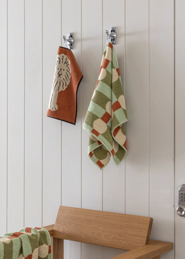 WARMGREY TAIL(ウォームグレーテール）/  DOT CHECK FACE TOWEL - CREAM ON MINT【バーンストア】