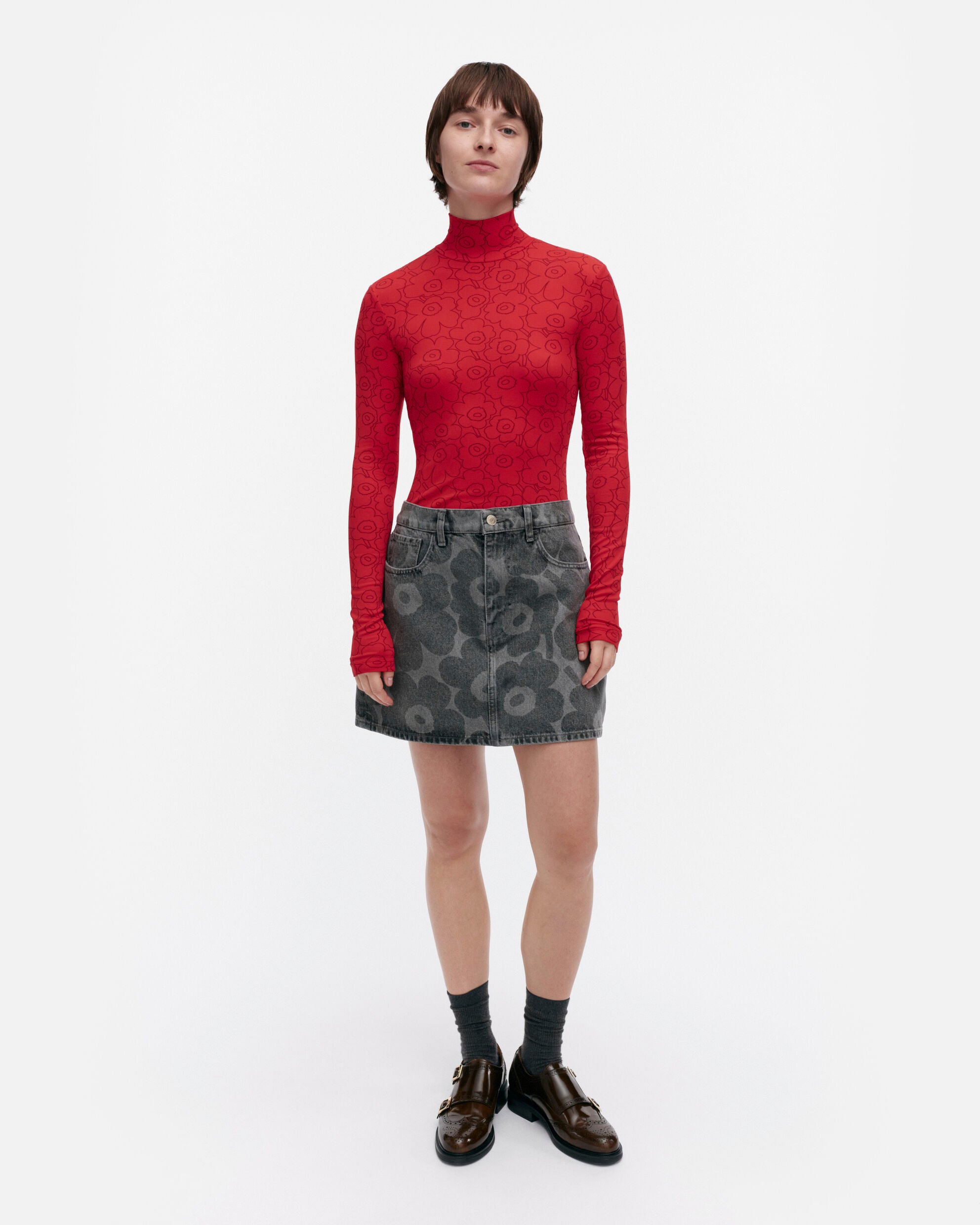 【マリメッコ】Maridenim Ruudut Unikko スカート　52259194745