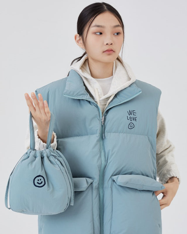 【バーンストア】ooowl /  PADDING BUCKET BAG HAPPY LOVE BULUE