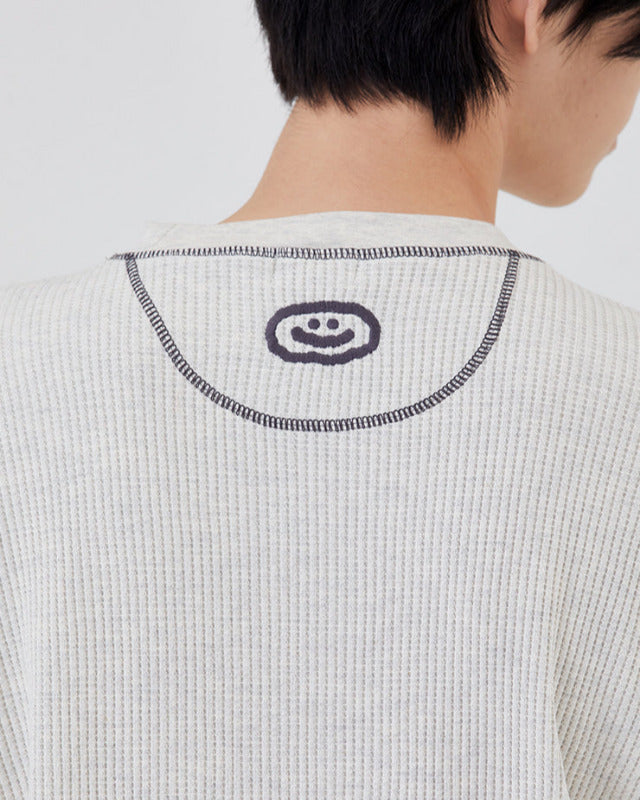 【バーンストア】ooowl /    WAFFLE LONG SLEEVE TSHIRT FLAT LOVE OATMEAL