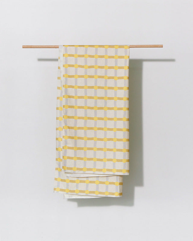 WARMGREY TAIL(ウォームグレーテール）/ DOT CHECK DOOR CURTAIN - LEMON ON IVORY【バーンストア】