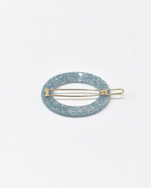 BIB MILK(ビブミルク) /  DECORATE HEAD GLITTER OVAL FRAME BARRETTE ブルー【バーンストア】