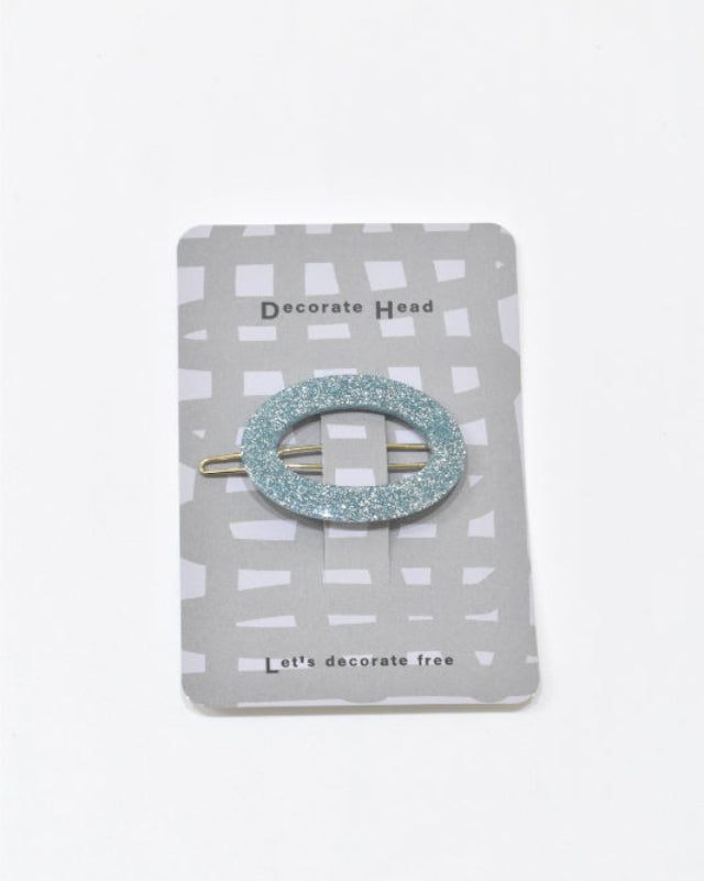 BIB MILK(ビブミルク) /  DECORATE HEAD GLITTER OVAL FRAME BARRETTE ブルー【バーンストア】