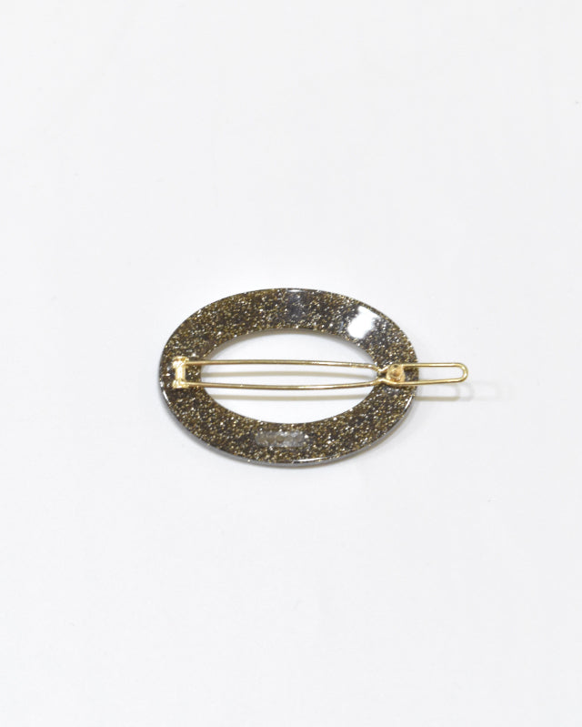 BIB MILK(ビブミルク) /  DECORATE HEAD GLITTER OVAL FRAME BARRETTE ブラウン【バーンストア】