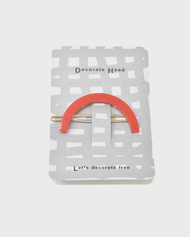 BIB MILK (ビブミルク)/  DECORATE HEAD SEMI-CIRCLE BARRETTE レッド 【バーンストア】