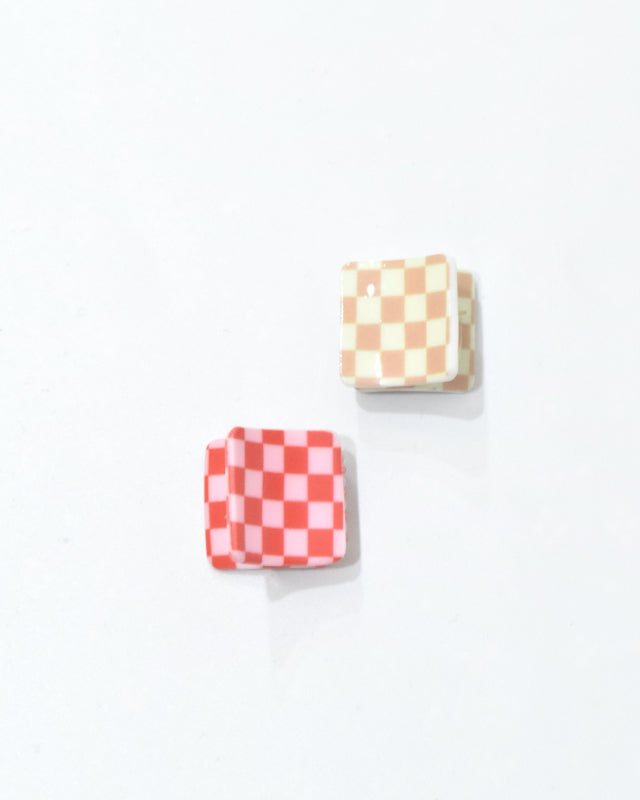 BIB MILK(ビブミルク) / BIBMILK SQUARE CHECK MINI CRAW CLIP 2PCS ベージュ×レッド【バーンストア】