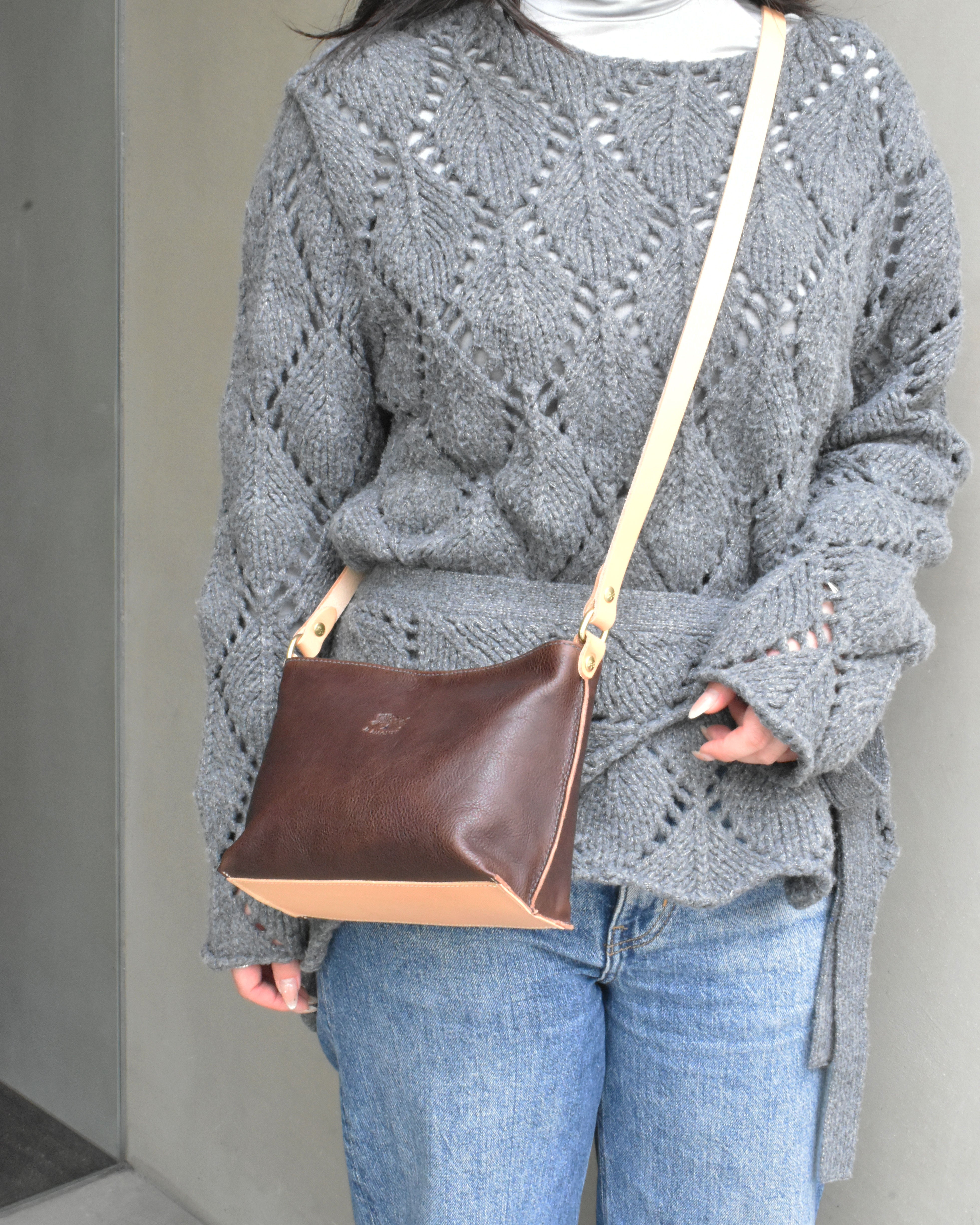 【イルビゾンテ】ヴィンテージ コンビネーションレザー クロスボディバッグ 54262303111