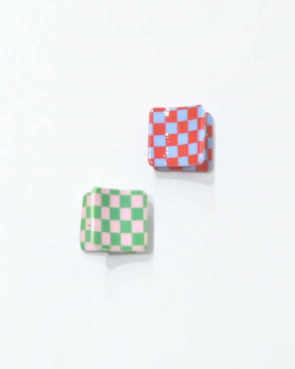 BIB MILK(ビブミルク) / BIBMILK SQUARE CHECK MINI CRAW CLIP 2PCS ブルー×グリーン【バーンストア】