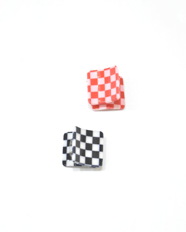 BIB MILK(ビブミルク) / BIBMILK SQUARE CHECK MINI CRAW CLIP 2PCS　レッド ×ブラック【バーンストア】