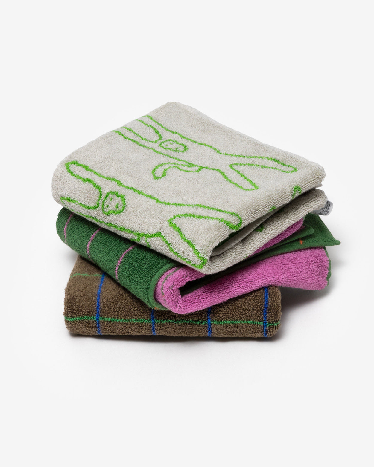【バーンストア】WARMGREY TAIL / MONKEY FACE TOWEL - GREEN ON GREY