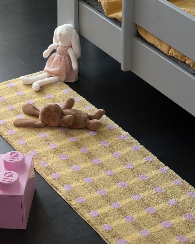 WARMGREY TAIL(ウォームグレーテール）/ DOT CHECK RUG - LAVENDER ON SAND (140x45cm)【バーンストア】