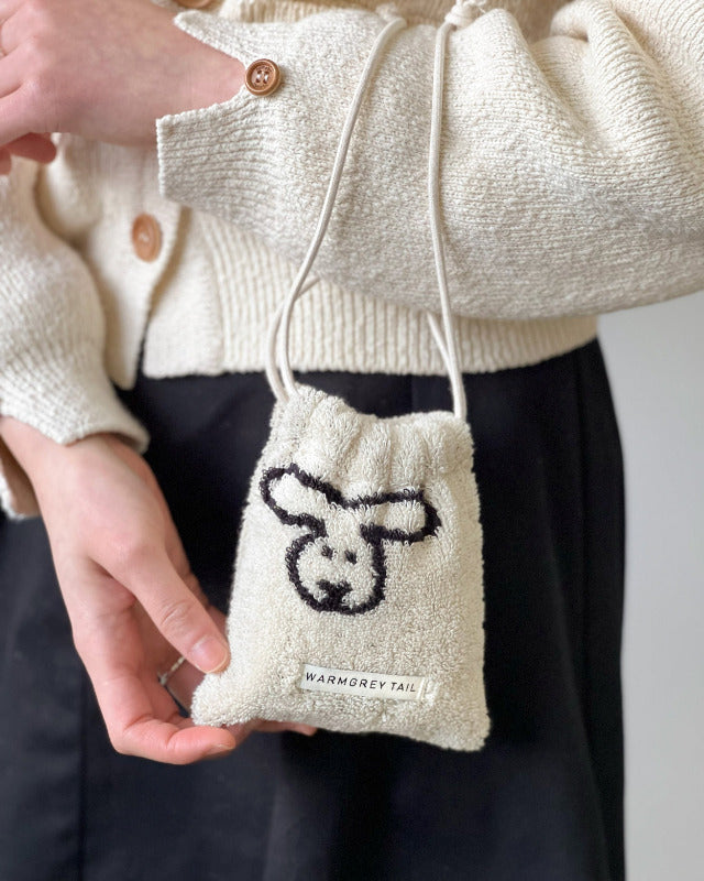 WARMGREY TAIL(ウォームグレーテール）/BUNNY BUNNY TERRY POUCH - CREAM【バーンストア】
