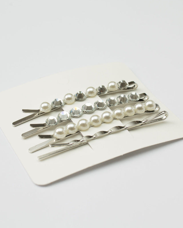 BIB MILK(ビブミルク) / BIBMILK DECORATE HEAD PEARL＆RHINESTONE SILVER PIN4 PCS【バーンストア】