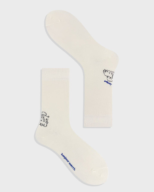 Bonjour March / Three dogs socks_ivory 【バーンストア】