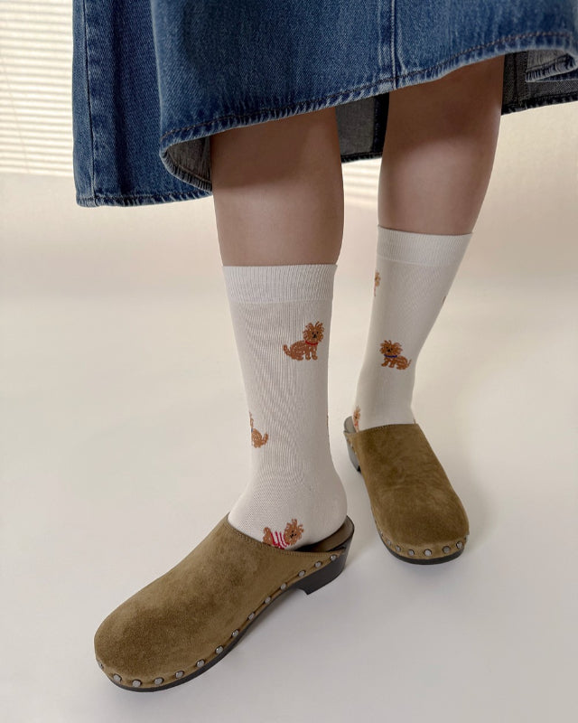 【バーンストア】Bonjour March / Shaggy puppy  socks Camel