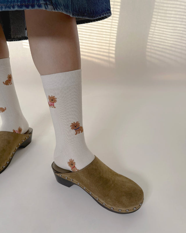 【バーンストア】Bonjour March / Shaggy puppy  socks Camel