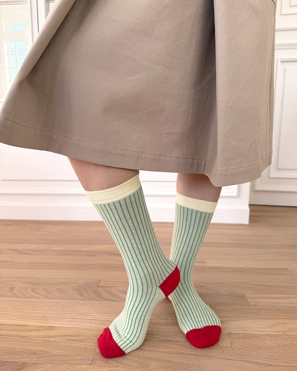 【バーンストア】Bonjour March / Triple rib socks apple sorbet