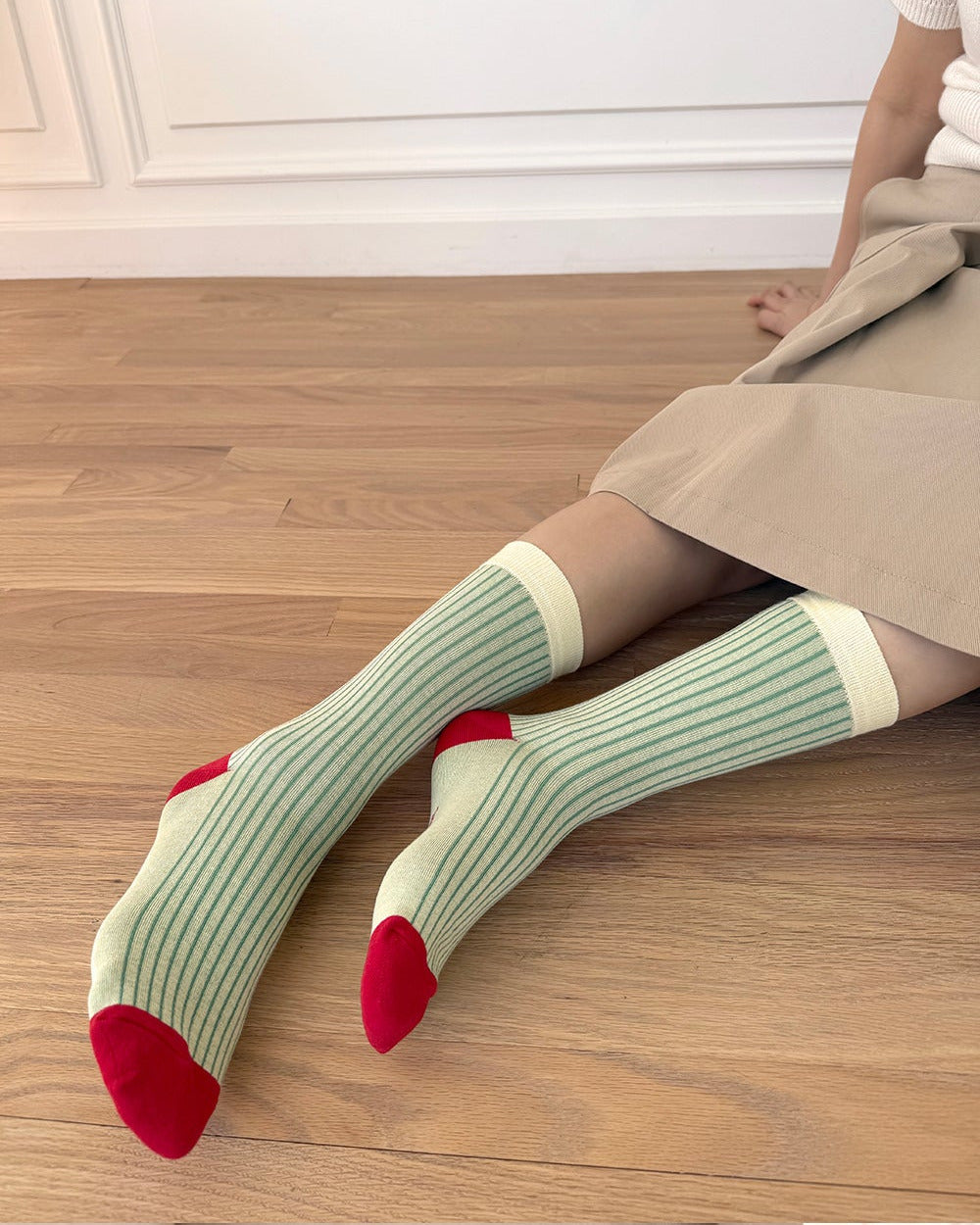 【バーンストア】Bonjour March / Triple rib socks apple sorbet