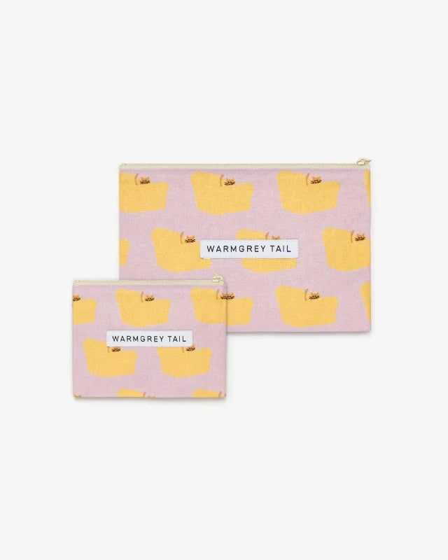WARMGREY TAIL(ウォームグレーテール）/ ARMCHAIR FLAT POUCH - YELLOW ON PINK [S]バーンストア】