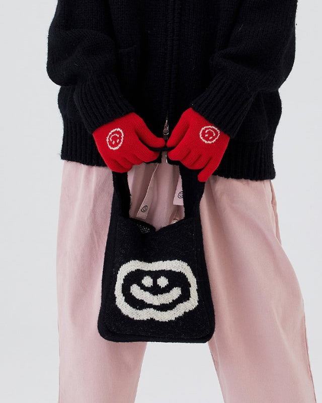 【バーンストア】ooowl / KNIT BAG FLAT LOVE NAVY