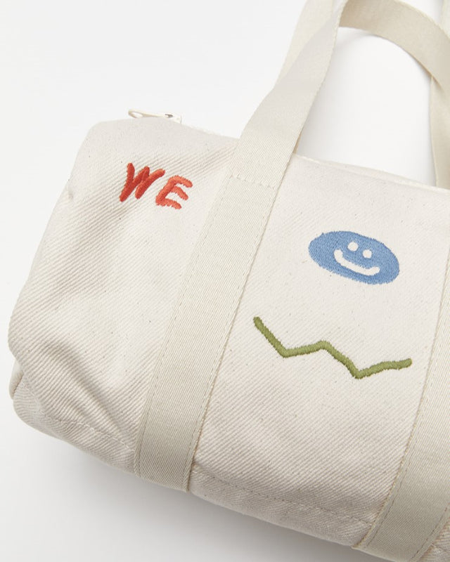 【バーンストア】ooowl / COTTON DUFFLE BAG MINI WE LOVE ECRU