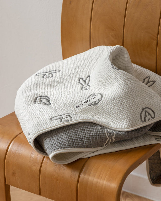 WARMGREY TAIL(ウォームグレーテール）/  BUNNY BUNNY COTTON MODAL BLANKET - WARMGREY【バーンストア】