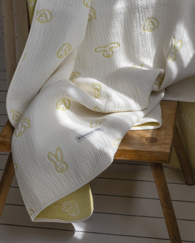 WARMGREY TAIL(ウォームグレーテール）/  BUNNY BUNNY COTTON MODAL BLANKET - SOFT YELLOW【バーンストア】