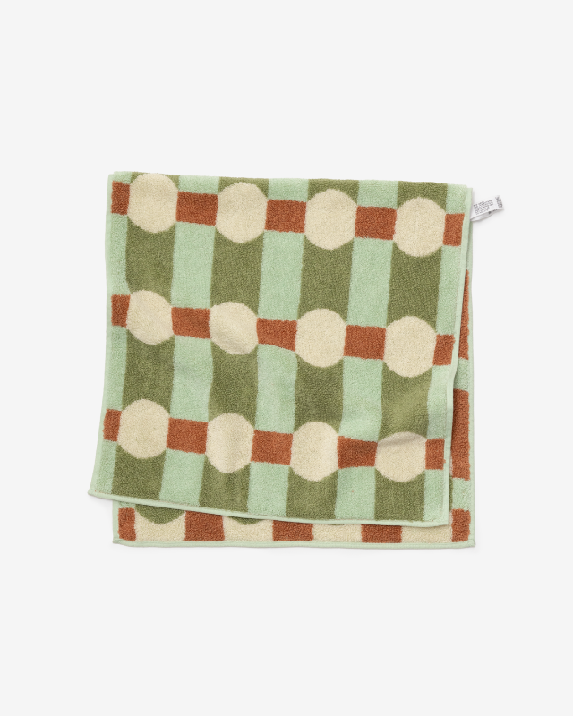 WARMGREY TAIL(ウォームグレーテール）/  DOT CHECK FACE TOWEL - CREAM ON MINT【バーンストア】