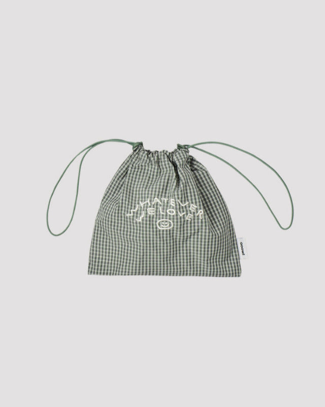 【バーンストア】ooowl /  STRING POUCH WE LOVE GREEN CHECK