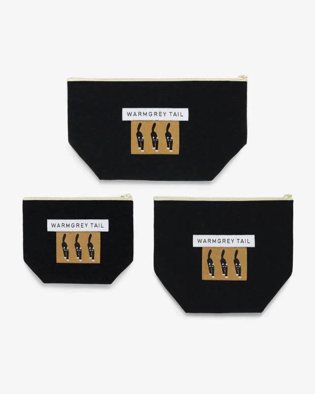 WARMGREY TAIL(ウォームグレーテール）/ CAT COMING LABEL STANDING POUCH - BLACK [S] 【バーンストア】