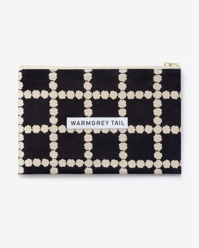 WARMGREY TAIL(ウォームグレーテール）/ BLOSSOM CHECK FLAT POUCH - BLACK[M] フラットポーチ 【バーンストア】