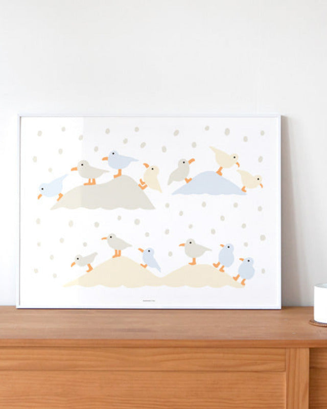 WARMGREY TAIL(ウォームグレーテール）/ GULLS LANDING POSTER 300mm x 400mm (フレーム付き) 【バーンストア】