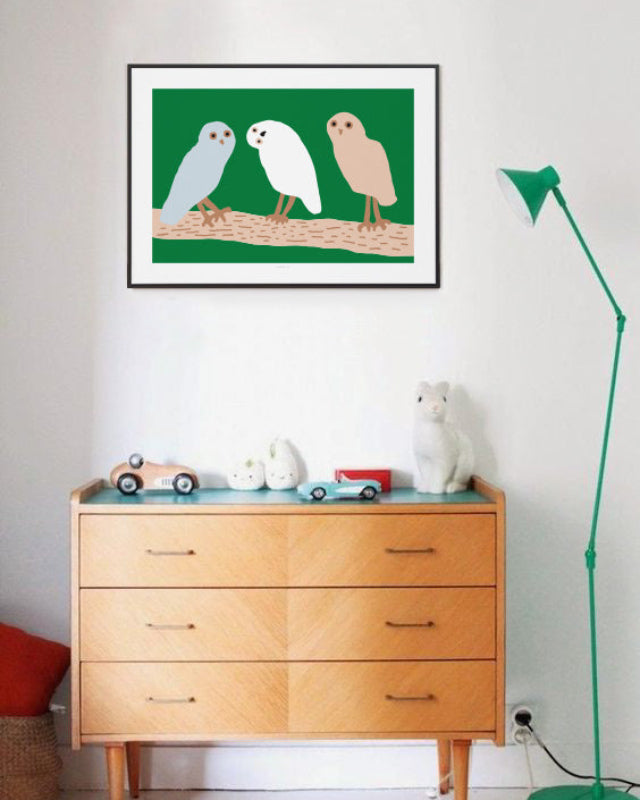 WARMGREY TAIL(ウォームグレーテール） / HELLO OWLS - GREEN POSTER 300mm x 400mm【バーンストア】