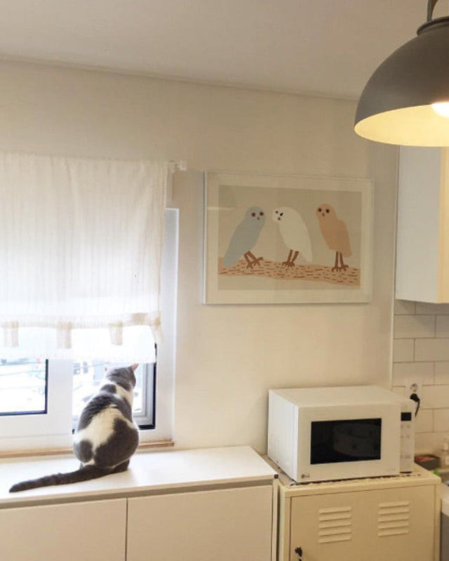 【バーンストア】WARMGREY TAIL / HELLO OWLS - LIGHT GREY POSTER 300mm x 400mm WA21337