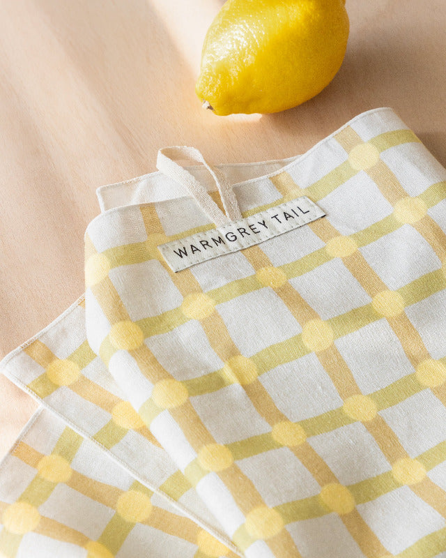 WARMGREY TAIL(ウォームグレーテール）/ DOT CHECK KITCHEN CLOTH 2 LEMON ON WARMGREY