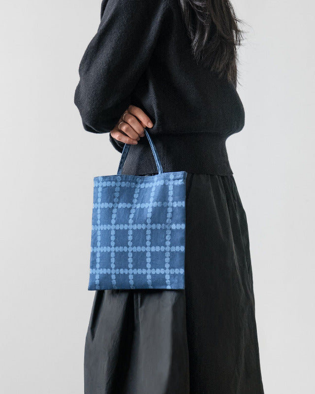WARMGREY TAIL(ウォームグレーテール）/ BLOSSOM CHECK MINI BAG - DENIM BLUE【バーンストア】