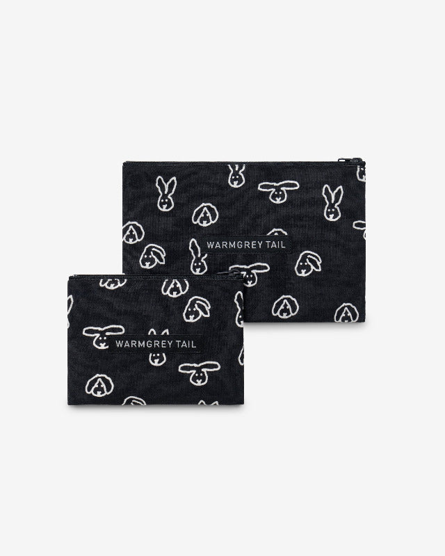 WARMGREY TAIL(ウォームグレーテール）/ BUNNY BUNNY FLAT POUCH - BLACK[M] フラットポーチ 【バーンストア】