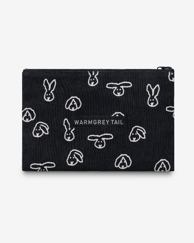 WARMGREY TAIL(ウォームグレーテール）/ BUNNY BUNNY FLAT POUCH - BLACK[M] フラットポーチ 【バーンストア】