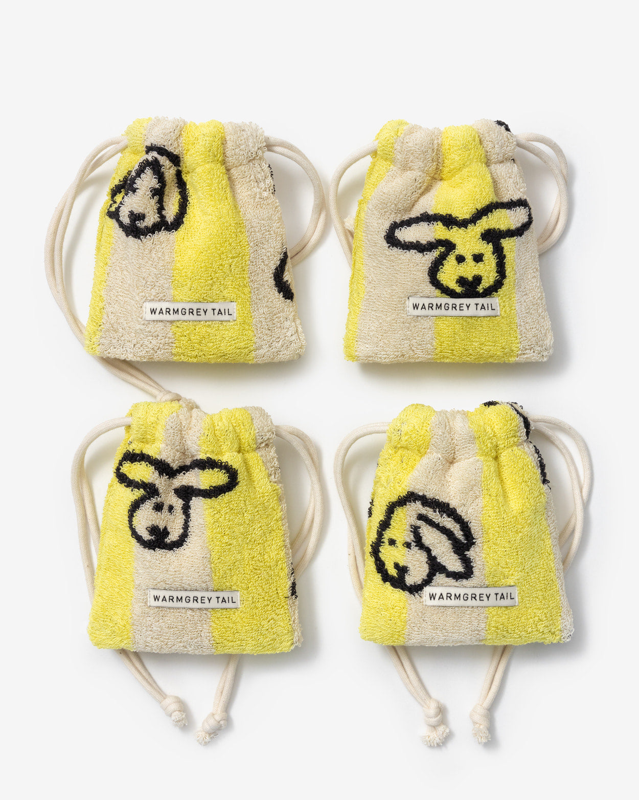 WARMGREY TAIL(ウォームグレーテール）/ BUNNY BUNNY TERRY POUCH - YELLOW STRIPE【バーンストア】