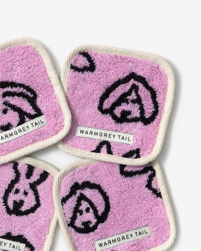 WARMGREY TAIL(ウォームグレーテール）/ BUNNY BUNNY TOWEL COASTER - PINK コースター【バーンストア】